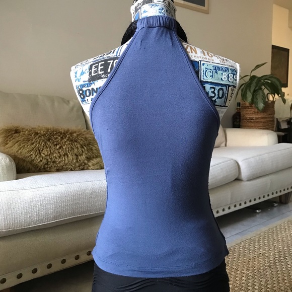 NU Mark Anthony Blue V neck top with attached scarf Small - Picture 4 of 8